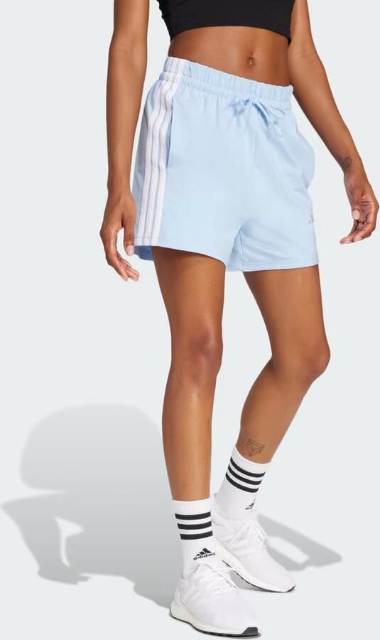 Adidas Essentials 3-Stripes Cotton Short Blauw- Dames Blauw - Foto 4