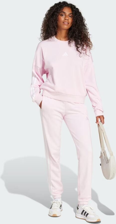 Adidas Essentials 3-Stripes French Terry Cuffed Broek Roze- Dames Roze - Foto 4