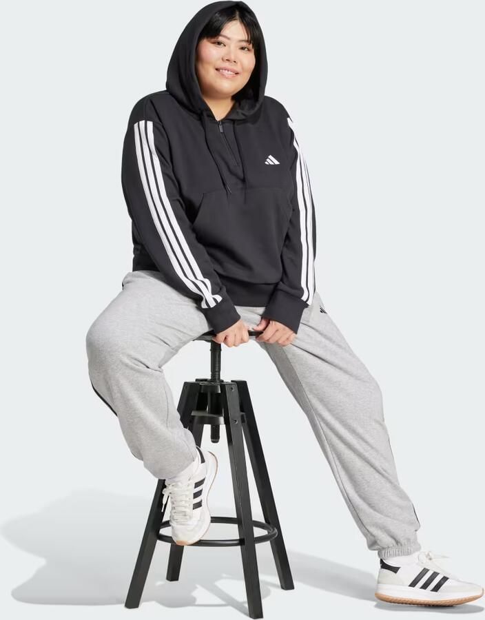 Adidas Essentials 3-Stripes French Terry Hoodie met Korte Rits (Grote Maat) - Foto 4