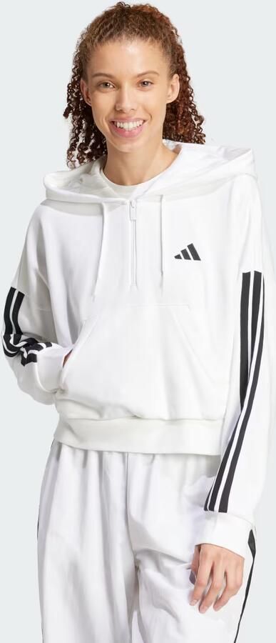 Adidas Essentials 3-Stripes French Terry Hoodie met Korte Rits