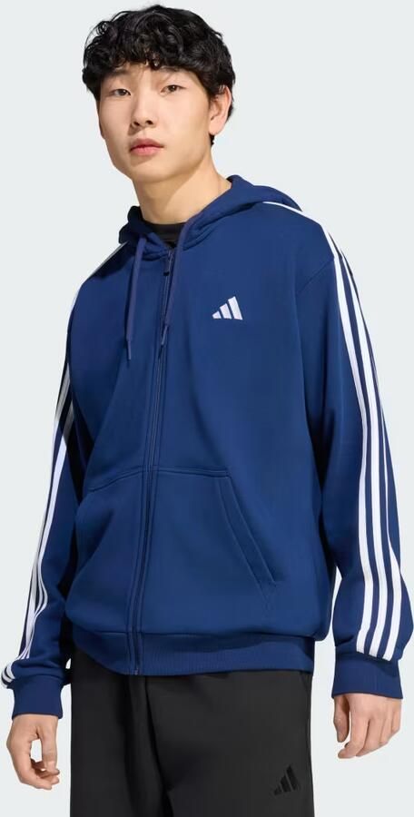 Adidas Essentials 3-Stripes French Terry Hoodie met Lange Ritssluiting