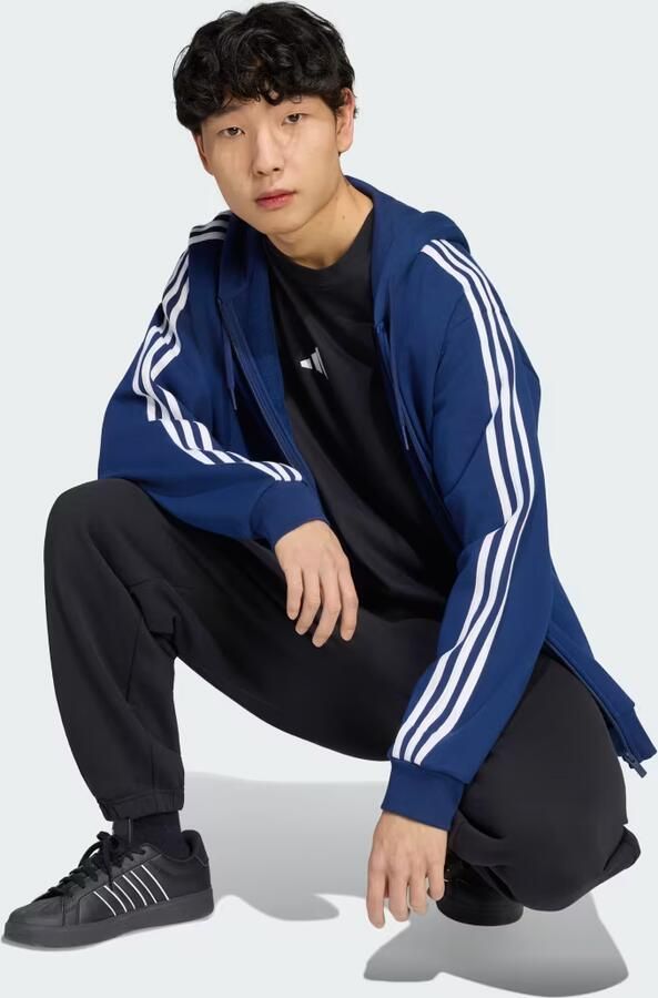 Adidas Essentials 3-Stripes French Terry Hoodie met Lange Ritssluiting - Foto 5