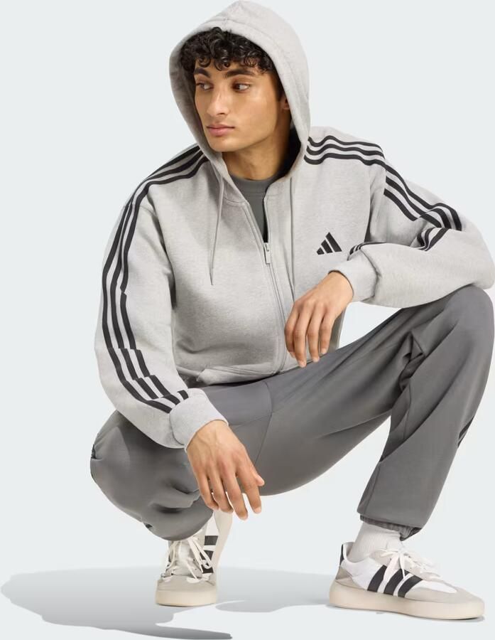 Adidas Essentials 3-Stripes French Terry Hoodie met Lange Ritssluiting - Foto 3