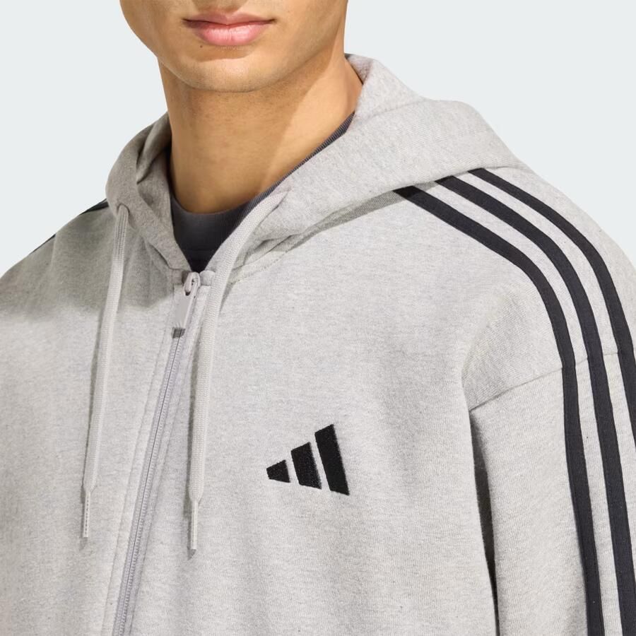 Adidas Essentials 3-Stripes French Terry Hoodie met Lange Ritssluiting - Foto 2