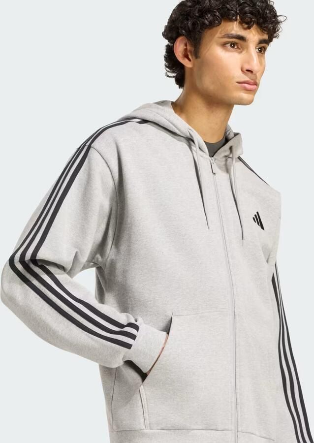Adidas Essentials 3-Stripes French Terry Hoodie met Lange Ritssluiting - Foto 5