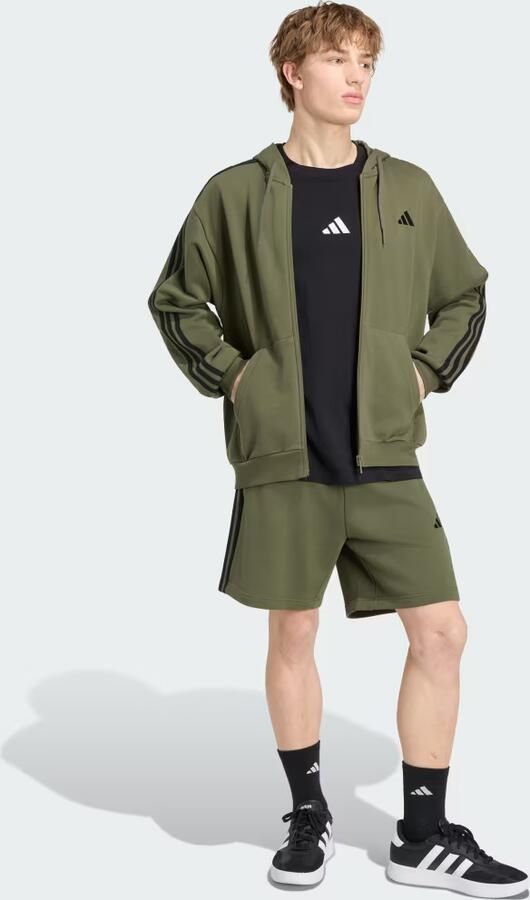 Adidas Essentials 3-Stripes French Terry Hoodie met Lange Ritssluiting - Foto 5