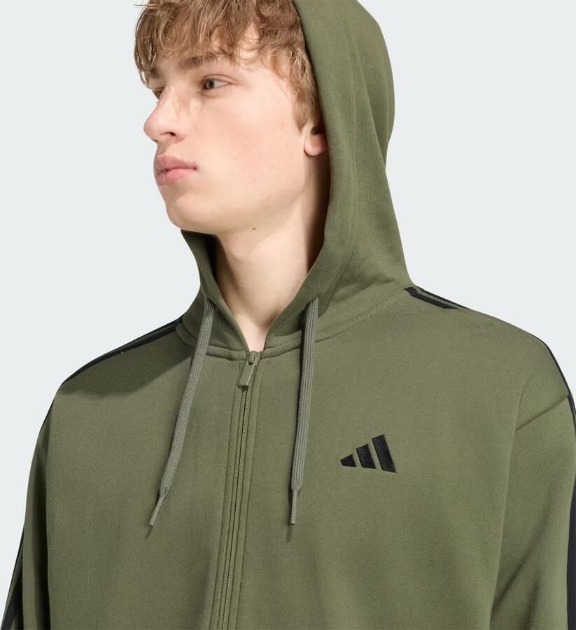 Adidas Essentials 3-Stripes French Terry Hoodie met Lange Ritssluiting - Foto 3