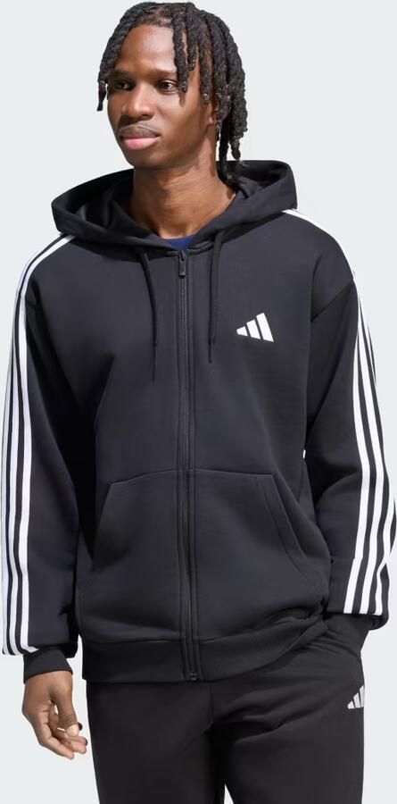 Adidas Essentials 3-Stripes French Terry Hoodie met Lange Ritssluiting