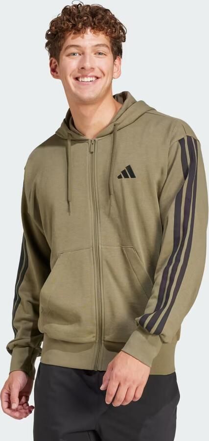 Adidas Essentials 3-Stripes French Terry Ritshoodie Groen- Heren Groen - Foto 6