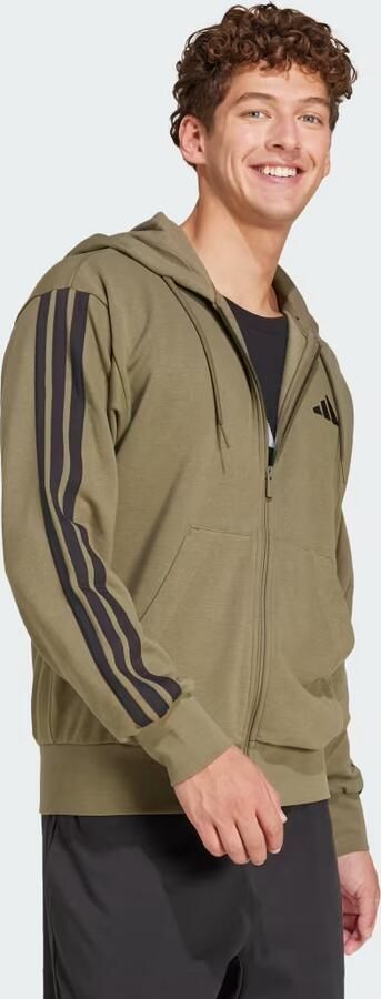 Adidas Essentials 3-Stripes French Terry Ritshoodie Groen- Heren Groen - Foto 5