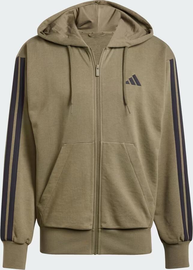 Adidas Essentials 3-Stripes French Terry Ritshoodie Groen- Heren Groen - Foto 2