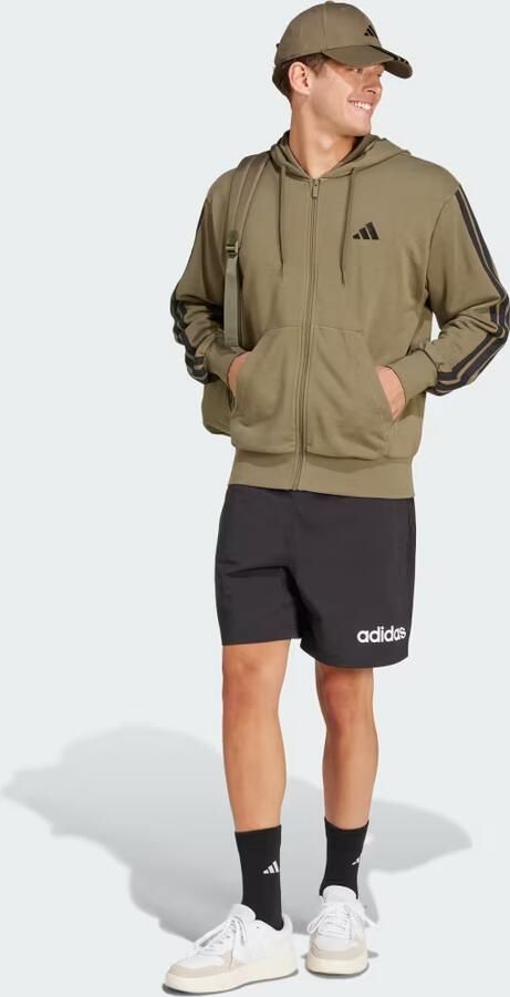 Adidas Essentials 3-Stripes French Terry Ritshoodie Groen- Heren Groen - Foto 4