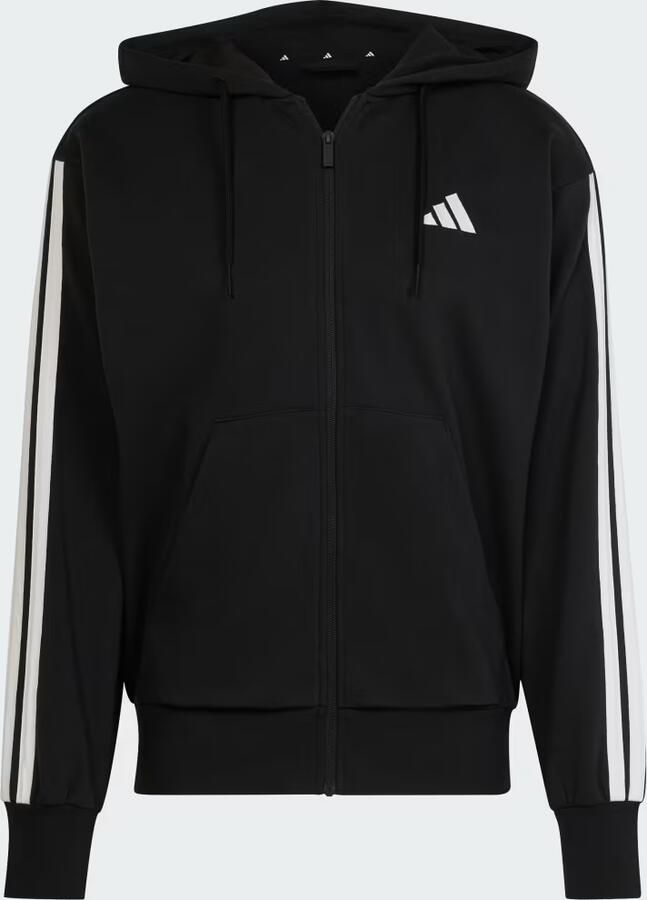 Adidas Essentials 3-Stripes French Terry Ritshoodie Zwart- Heren Zwart - Foto 7