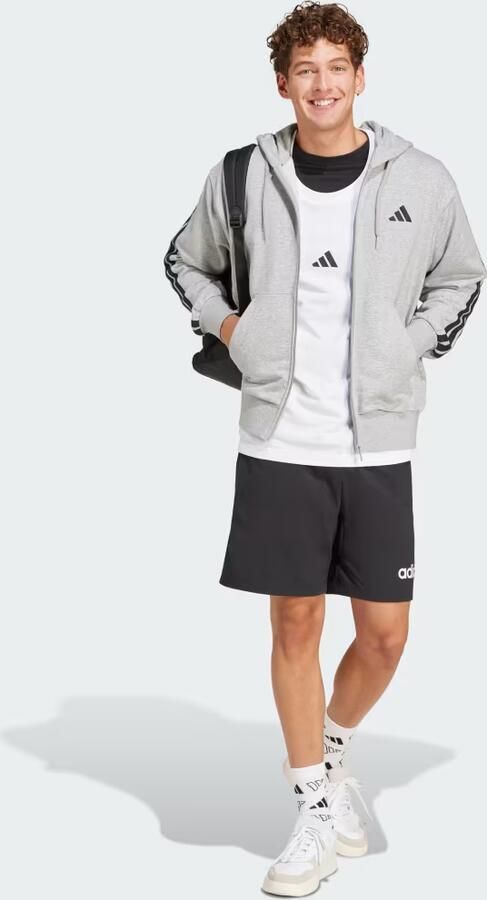 Adidas Essentials 3-Stripes French Terry Ritshoodie Grijs- Heren Grijs - Foto 5