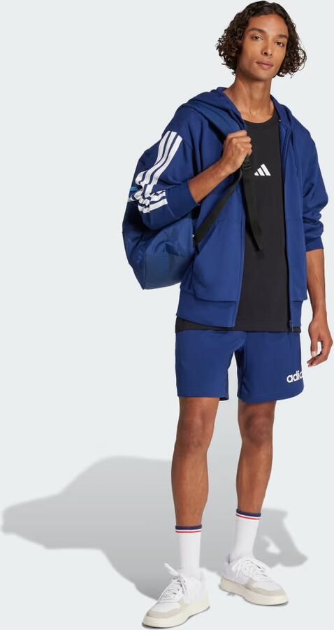 Adidas Essentials 3-Stripes French Terry Ritshoodie Blauw- Heren Blauw - Foto 4