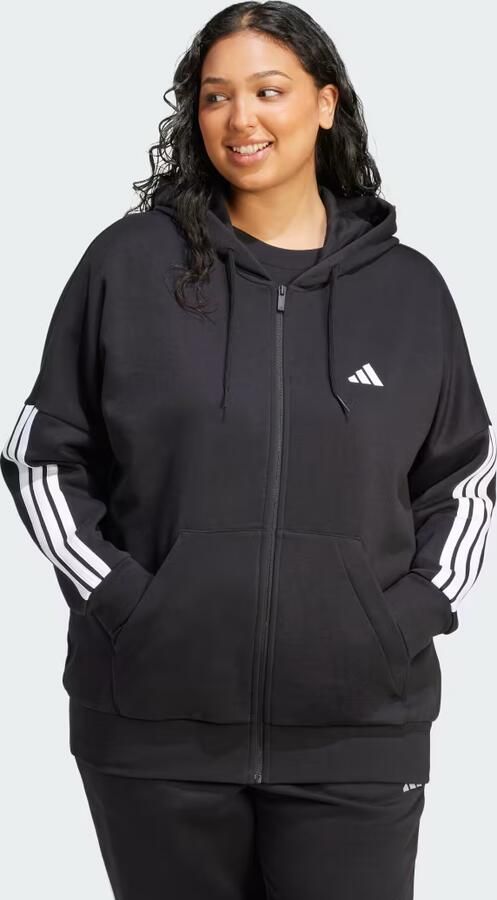 Adidas Essentials 3-Stripes Full-Zip Fleece Hoodie (Grote Maat)