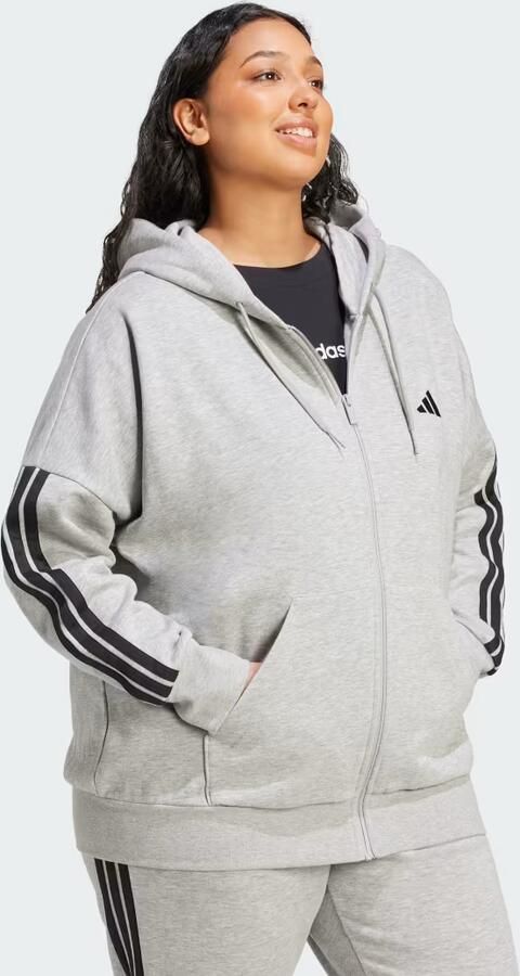 Adidas Essentials 3-Stripes Full-Zip Fleece Hoodie (Grote Maat) - Foto 6