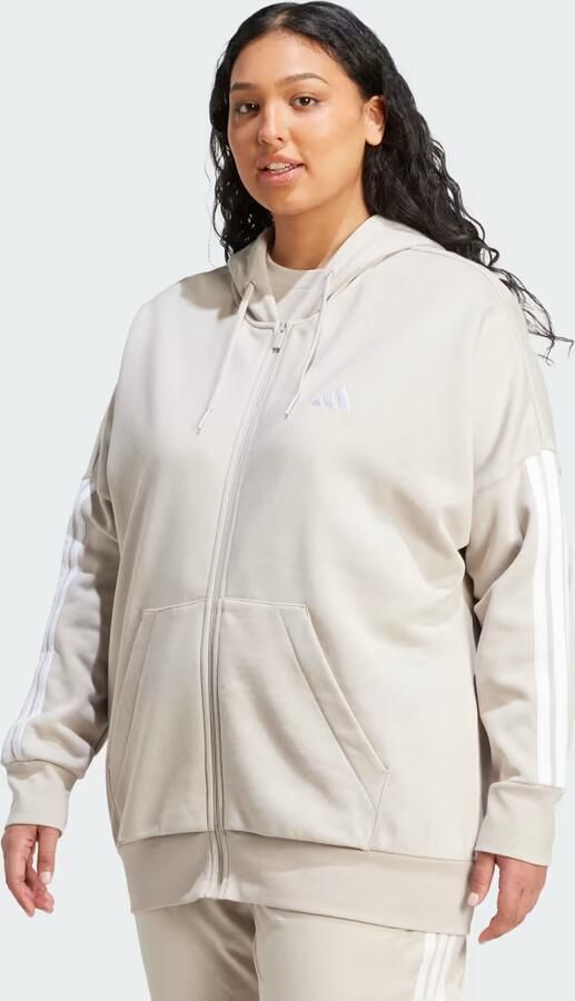 Adidas Essentials 3-Stripes Full-Zip Fleece Hoodie (Grote Maat)