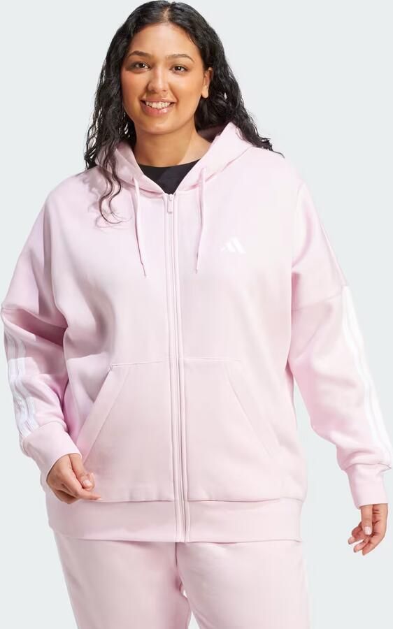 Adidas Essentials 3-Stripes Full-Zip Fleece Hoodie (Grote Maat)