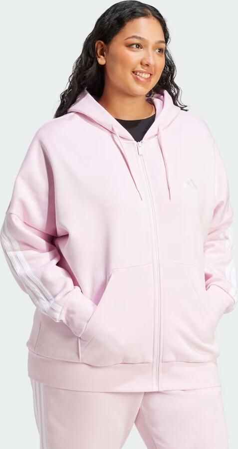 Adidas Essentials 3-Stripes Full-Zip Fleece Hoodie (Grote Maat) - Foto 6