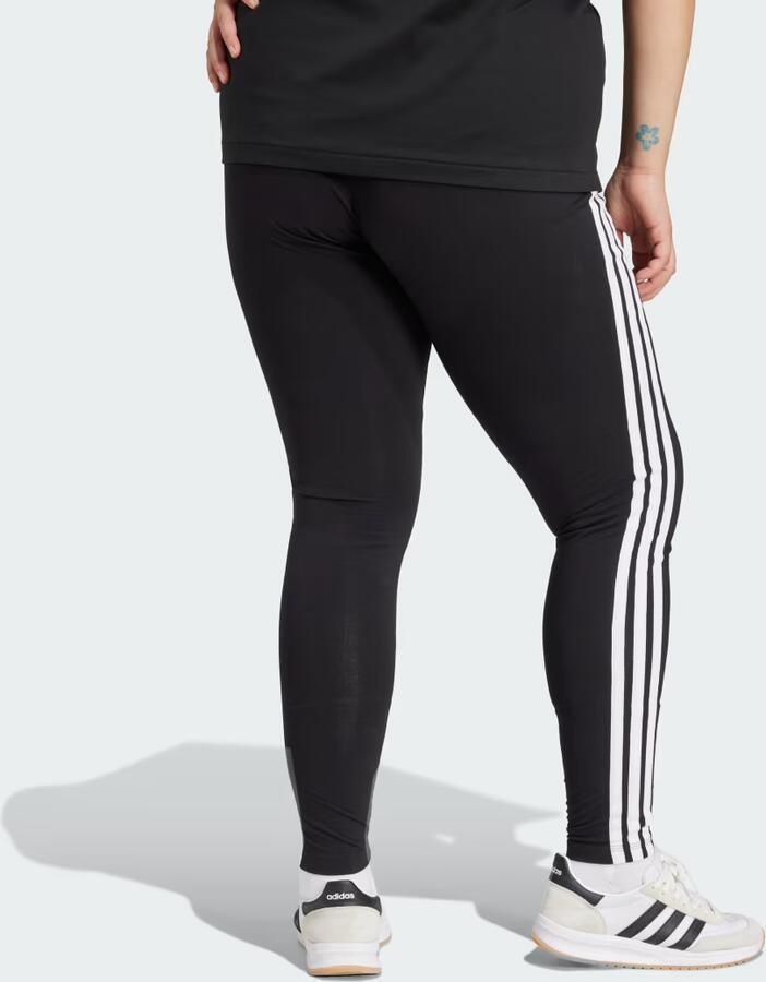 Adidas Essentials 3-Stripes Katoenen Legging (Grote Maat) Zwart- Dames Zwart - Foto 4