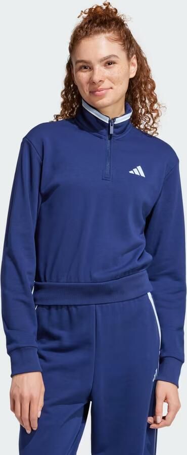 Adidas Essentials Color Pop French Terry Crop Trainingsjack met Korte Rits - Foto 6