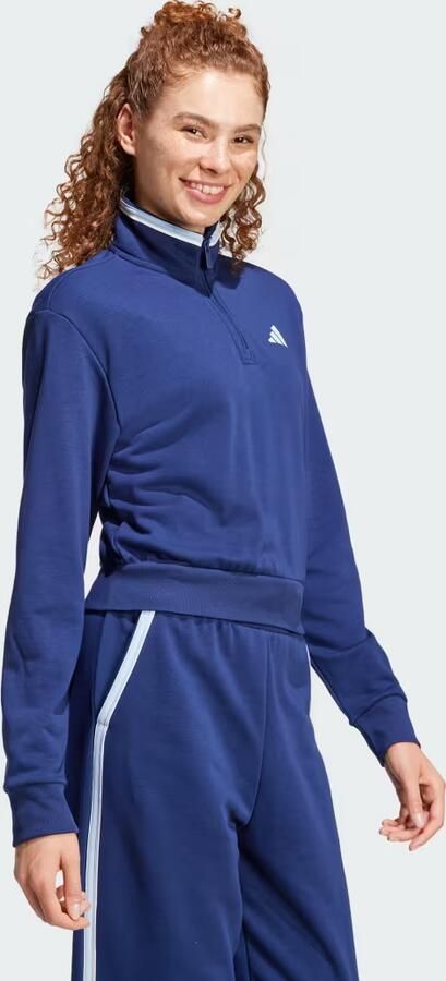 Adidas Essentials Color Pop French Terry Crop Trainingsjack met Korte Rits - Foto 5