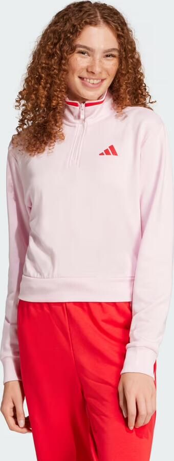 Adidas Essentials Color Pop French Terry Crop Trainingsjack met Korte Rits - Foto 8