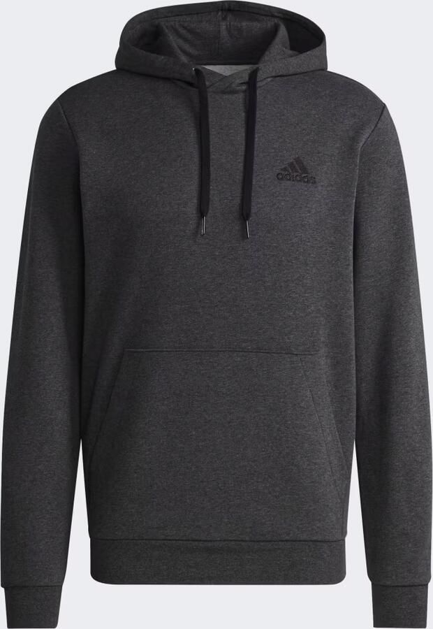 Adidas Grijze Fleece Hoodie met Verstelbare Capuchon en Voorzak Grijs Heren