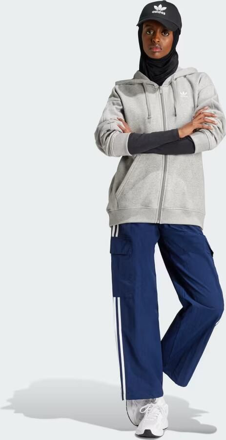 Adidas Essentials Fleece Ritshoodie Grijs- Dames Grijs - Foto 4