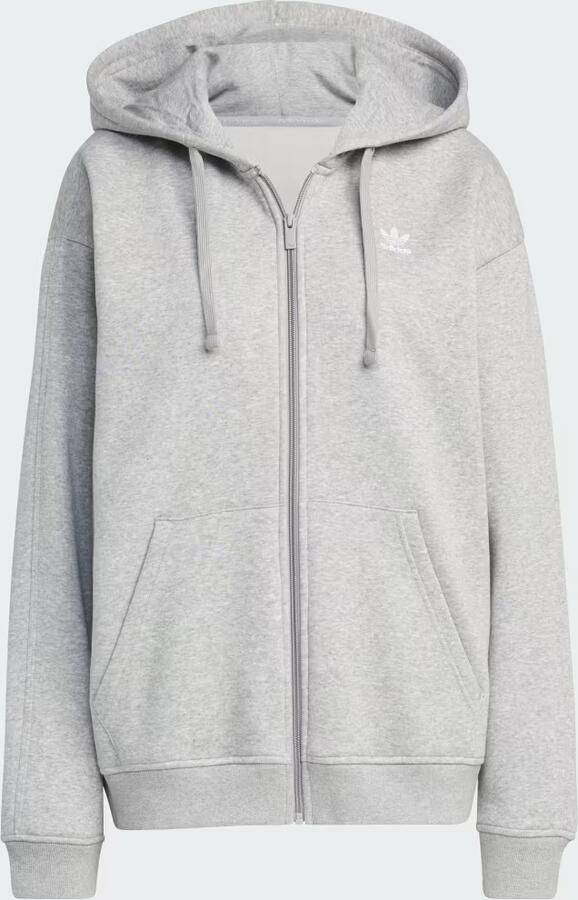 Adidas Essentials Fleece Ritshoodie Grijs- Dames Grijs - Foto 3