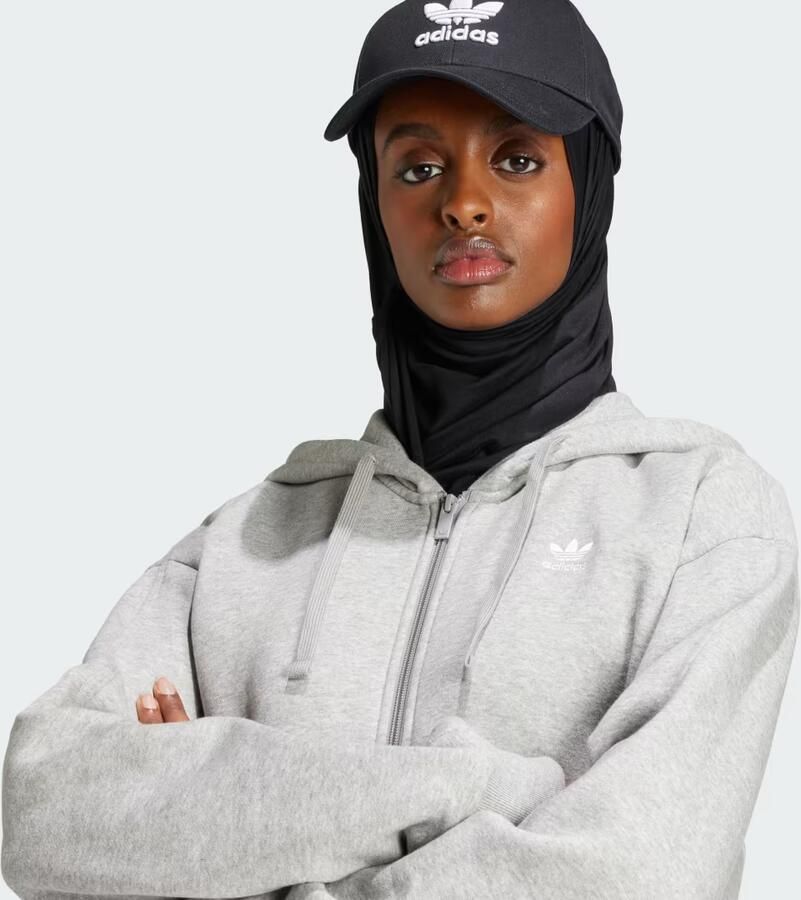 Adidas Essentials Fleece Ritshoodie Grijs- Dames Grijs - Foto 2