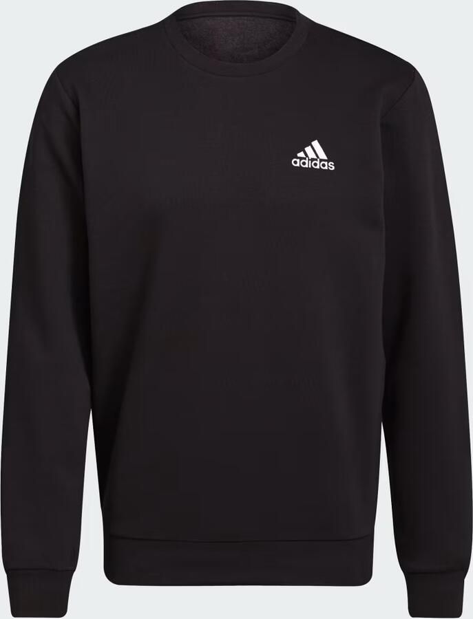 Adidas Zwarte Fleece Sweatshirt met Geribbelde Zoom en Manchetten Zwart Heren