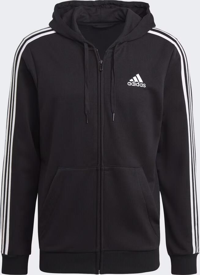 Adidas Sportswear Capuchonsweatvest ESSENTIALS 3-STRIPES CAPUCHONJACK comfortabel materiaal van katoenmix (1-delig)