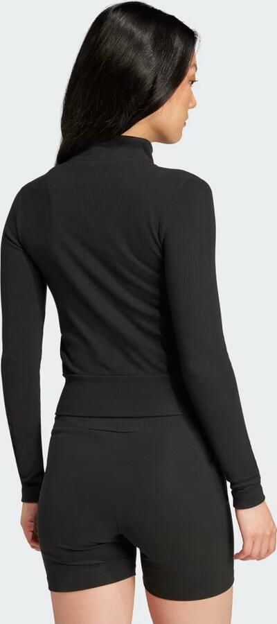 Adidas Originals Essential Ribbed Long Sleeve Full Zip Top Zwart- Dames Zwart - Foto 7
