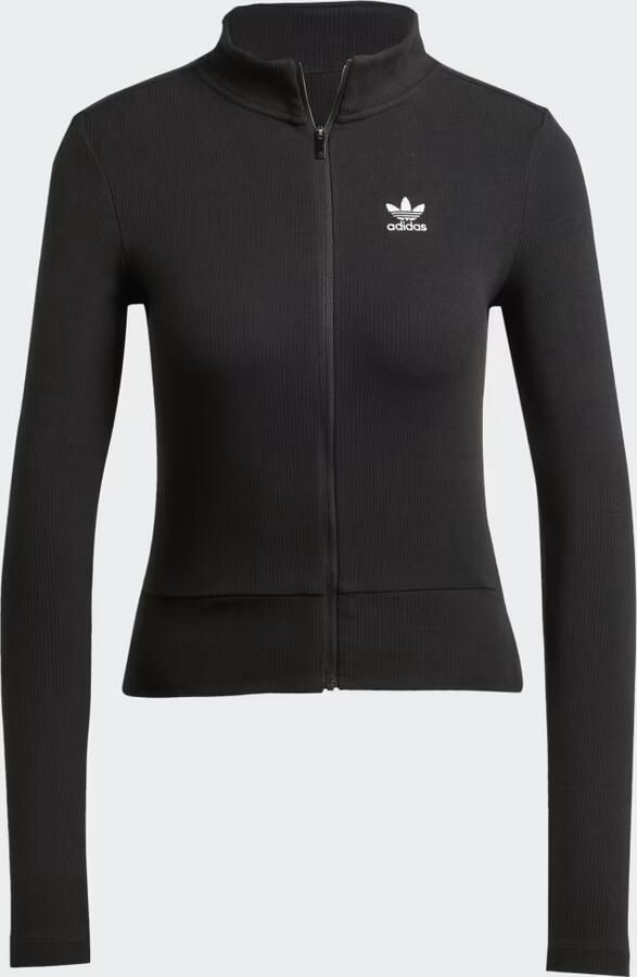 Adidas Originals Essential Ribbed Long Sleeve Full Zip Top Zwart- Dames Zwart - Foto 5