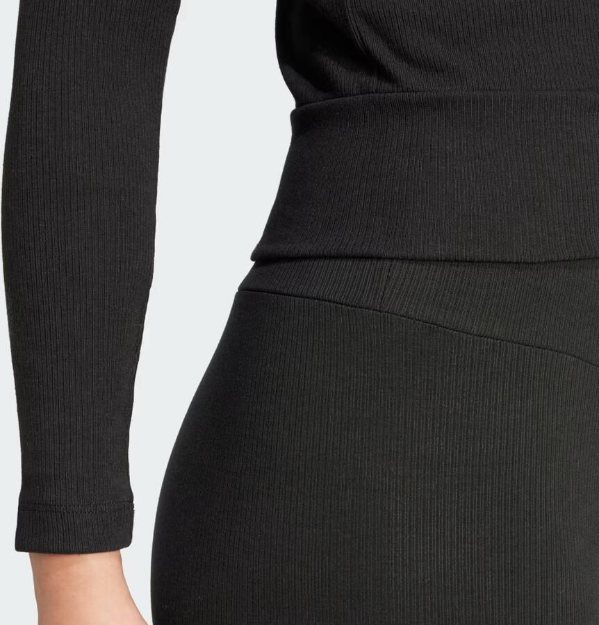 Adidas Originals Essential Ribbed Long Sleeve Full Zip Top Zwart- Dames Zwart - Foto 4