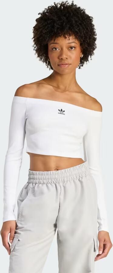 Adidas ESSENTIALS GERIBBELDE OFF SHOULDER LONGSLEEVE