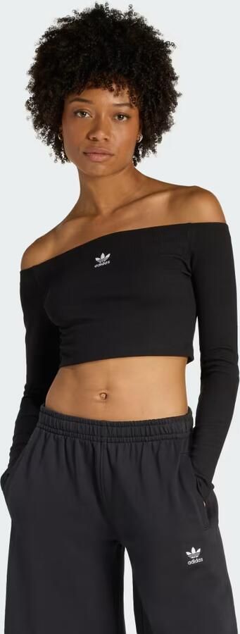 Adidas ESSENTIALS GERIBBELDE OFF SHOULDER LONGSLEEVE