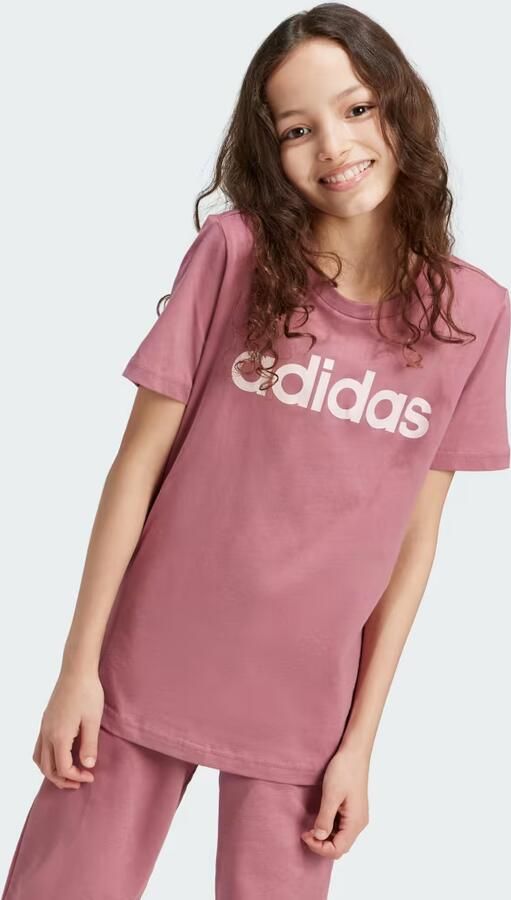 Adidas Sportswear T-shirt met logo oudroze wit Meisjes Katoen Ronde hals 140