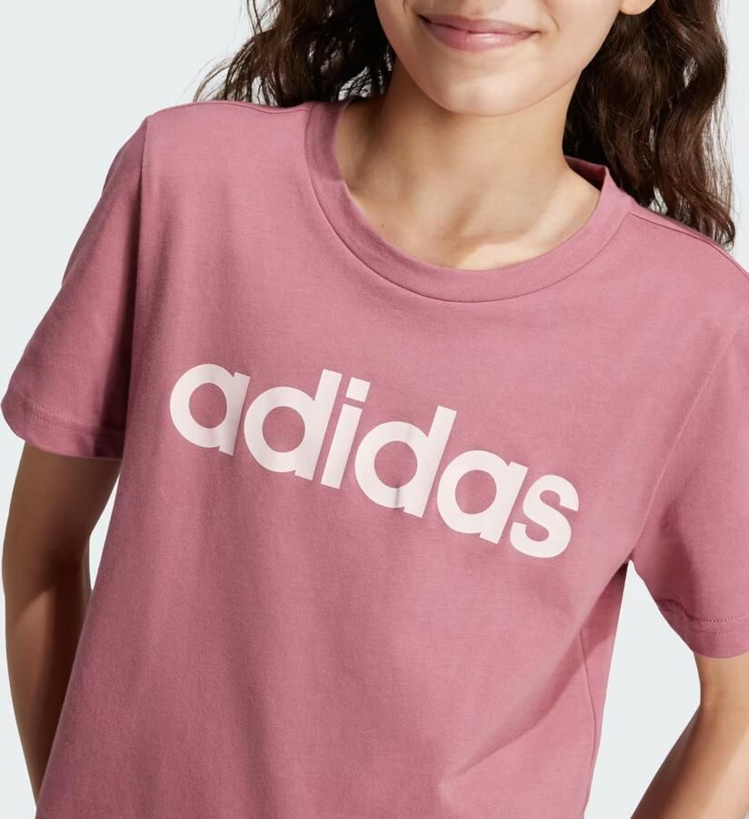 Adidas Sportswear T-shirt met logo oudroze wit Meisjes Katoen Ronde hals 140 - Foto 3