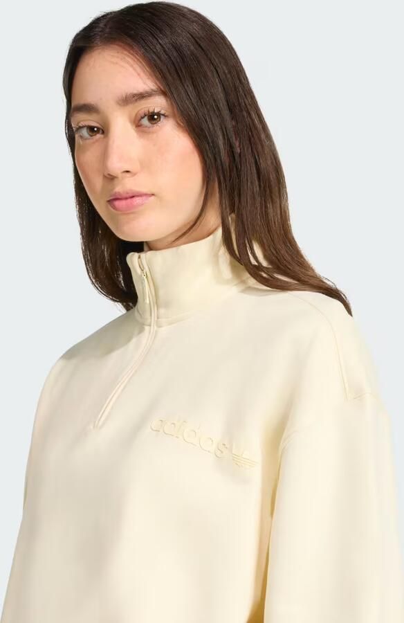 Adidas Originals Essential Linear 1 4 Zip Fleece Wit- Dames Wit - Foto 3