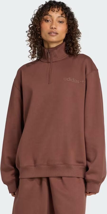 Adidas Essentials Linear Oversized Sweater met Korte Rits