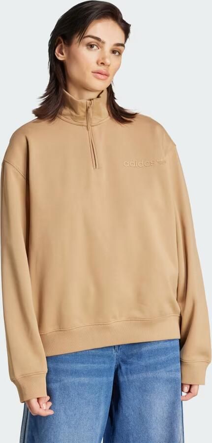 Adidas Essentials Linear Oversized Sweater met Korte Rits
