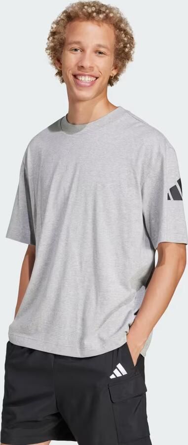 Adidas T-shirt Korte Mouw T-shirt Logo 3 Bandes Ample 100% coton