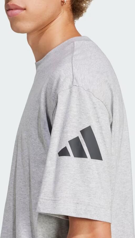 Adidas T-shirt Korte Mouw T-shirt Logo 3 Bandes Ample 100% coton - Foto 4