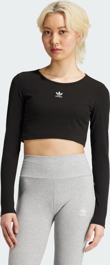 Adidas Originals Essentials Ribbed Crop Longsleeve Zwart- Dames Zwart - Foto 9