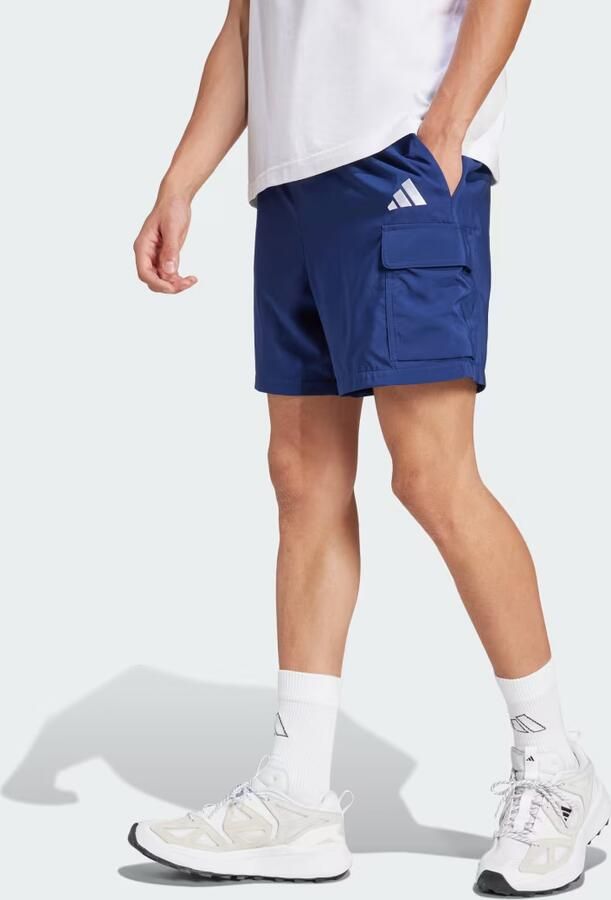 Adidas Essentials Small Logo Cargo Chelsea Short Blauw- Heren Blauw - Foto 6