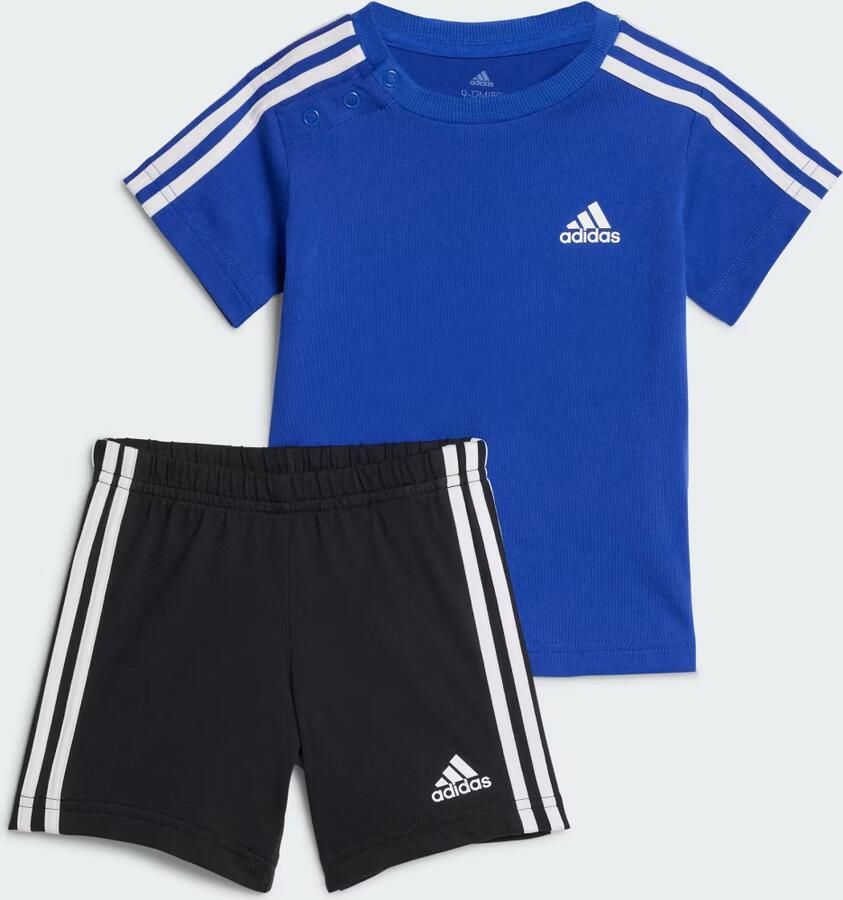 Adidas Sportswear joggingpak blauw zwart Shirt + broek Katoen Reverskraag 104