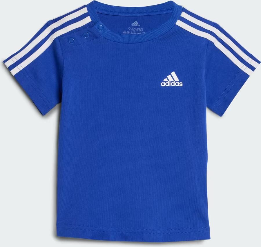 Adidas Sportswear joggingpak blauw zwart Shirt + broek Katoen Reverskraag 104 - Foto 2